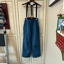 Rossignol Boys Ski Pants w/ Removable Suspenders Size 16 Dark Teal Blue