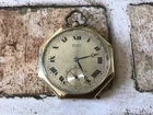 Antique Gruen veri thin Gold Fill Octagon Pocket Watch 17j working