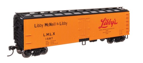 Walthers ~ Escala HO ~ 40' Frigorífico de madera con extremos de acero ~ Libby LMLX #1587 | Condition: New