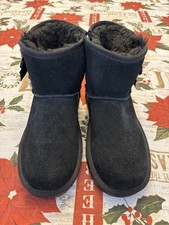 Kids Size 3 Black Koolaburra by UGG Suede Bow Boots