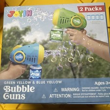 JOYIN 2 Pack Bubble Guns with 4 Bubble Bottles Automatic Bubble Gun Green  Blue