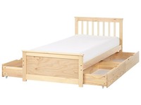 Bettrahmen Holz Hellbraun Mit Lattenrost 90X200 Cm 4 Schubladen Skandi Olendon