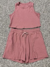 Two Piece Casual Cropped Top with Shorts Set For Woman