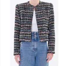 Iro Juane Jacket Open-Front Blazer Black Multi-Color Tweed Size 40 Large NWT NEW
