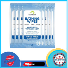 Nurture Rinse-Free Bathing Wipes   Aloe-Infused, Waterless Cleansing, 64 Wipes