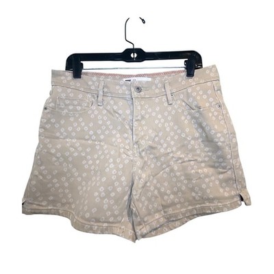 Levis Women Tan White Flower Print Denim Shorts Size 12 Mid Rise Casual Boho