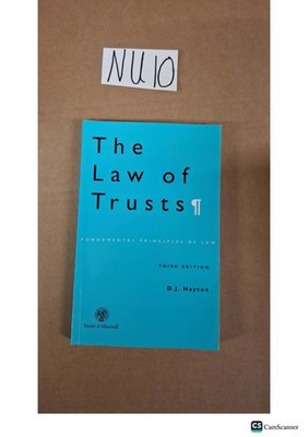 The Law Of Trusts 3rd Ed By D. J. Hayton Sweet And Maxwell