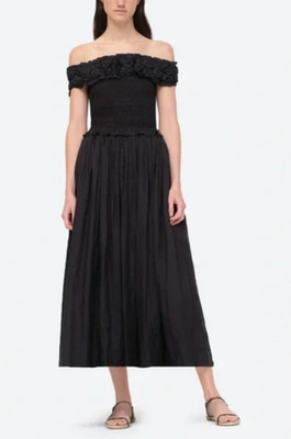 SEA NY FRIDA BLACK SOLID STRAPLESS DRESS