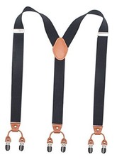 Men  s Y-Shaped Heavy Duty Suspenders   6 Metal Clips, Elastic Straps Black
