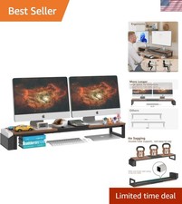 Dual Monitor Stand Riser,41.5'' Long Monitor Stand for 2 Monitors, Wood Compu...