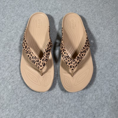 Crocs Womens Kadee Leopard Flip Flop Sport Sandals Size Thong Shoes  Comfort