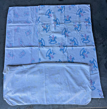 VTG Lot of 3 Baby Blankets Nursery Throw Cover 'Rokcing Horse', Bunny, Giraffe