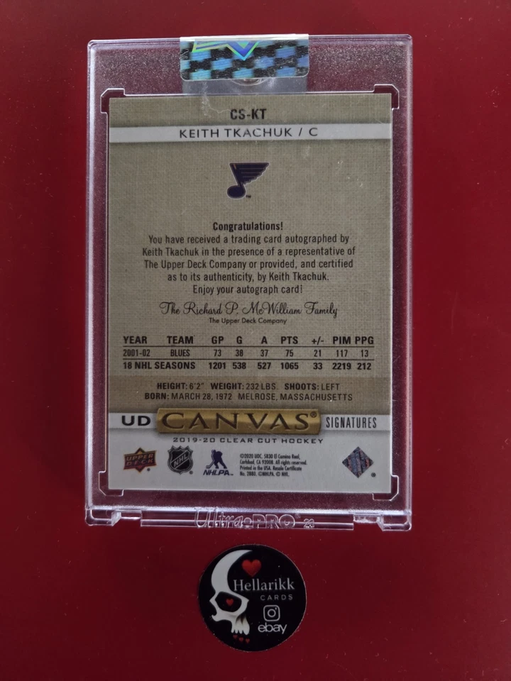 2019-20 Keith Tkachuk Clear Cut UD Canvas /25 Auto #CS-KT St. Louis Upper Deck - Image 2 of 2