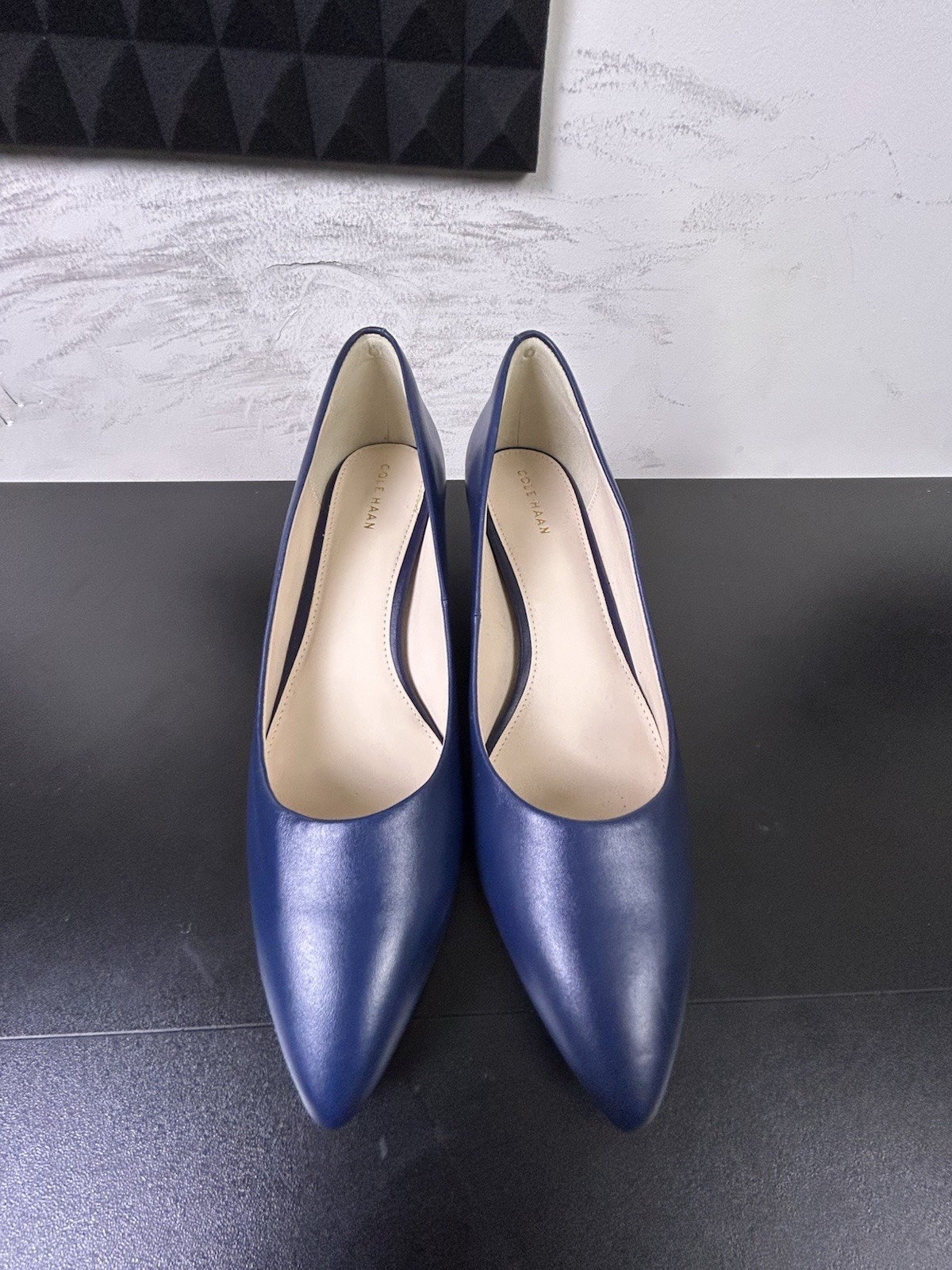 Cole Haan Pointed Toe Flats Womens Size 9 Blue Leather Grand OS Dress Shoes