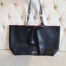 VICTORIA'S SECRET PINK LARGE PURE BLACK LARGE LOGO WEEKENDER TRAVEL TOTE BAG NWT
