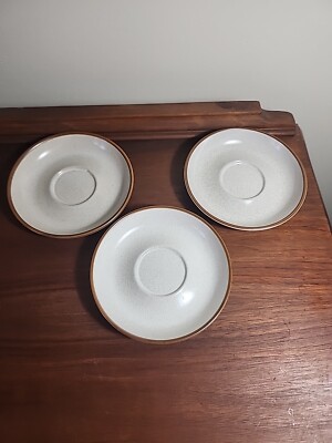 Denby Set of 3 Saucers Speckled with Brown Rim