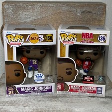 Lot of 2 Funko Pop Basketball #150 Los Angles & #136 NBA All-Star MAGIC JOHNSON