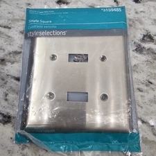 Style Selections 2 Gang Decorator Wall Plate Satin Nickel Finish 3159485
