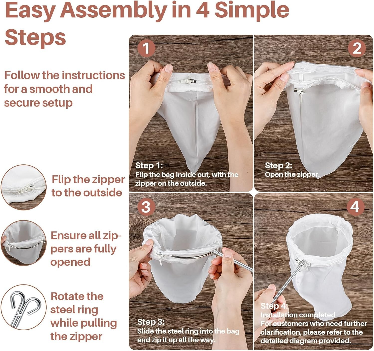 3PCS RAINFLOW Reusable Mesh Strainer Bags Cheese Cloth for Coffee Tea