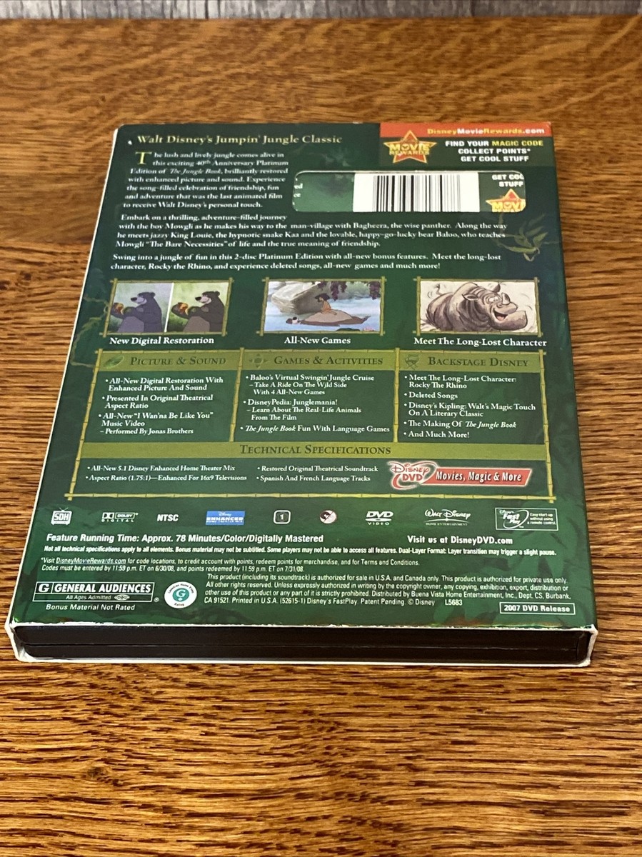 THE JUNGLE BOOK (DVD, 2007, 2-Disc Set, 40th Anniversary