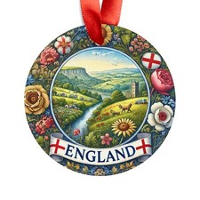 England Landscape, English Travel, Round Acrylic Ornament, Personalized Gift