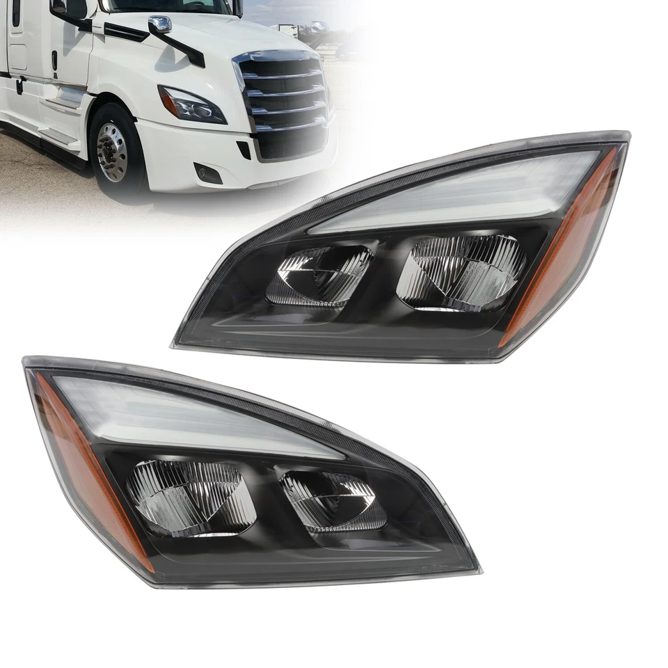 For 2018-2022 Freightliner Cascadia Full LED Black Housing Headlights Headlamps - Image 2 of 4