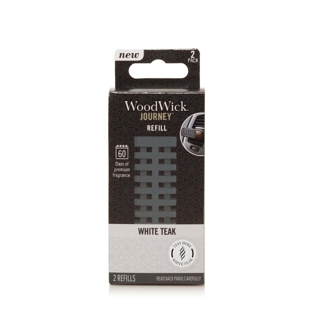 White Teak Auto Reed Refills, 2 Pack, Car Air Freshener, Lasts up to 60 Days