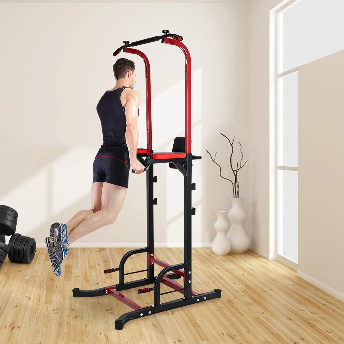 Dejlig butik søvn Power Rack Freestanding Adjustable 225cm Pull Up Dip Station Bar  Outdoor/Indoor | eBay