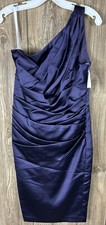 Davids Bridal Womens Lapis 30102283 Bridesmaid Dress Size 8 Stretch Satin One Sh