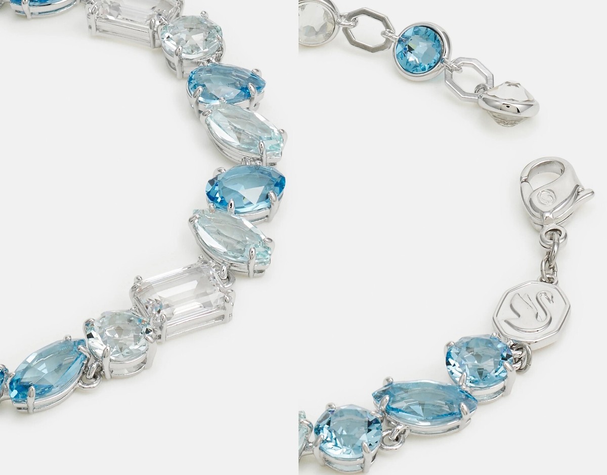 New in Gift Box SWAROVSKI 5666018 Rhodium Blue Mix Crystals