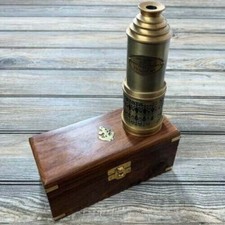 Brass Telescope With Wooden Box Brass Decal Lot of 10 Piece Spyglass