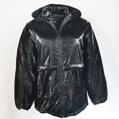 ASOS DESIGN puffer jacket in black high shine