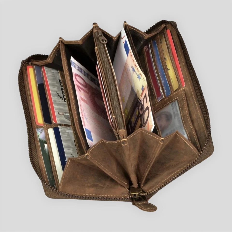 Portafoglio Greenburry In Pelle RFID Con Zip E 15 Porta Carte - Immagine 3 di 4