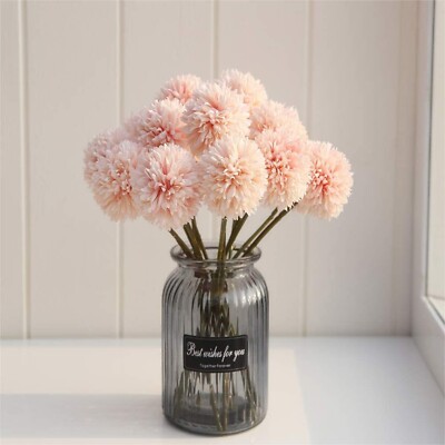 SHINE-CO LIGHTING Artificial Chrysanthemum Ball Flowers Hydrangea Bouquet 10p...