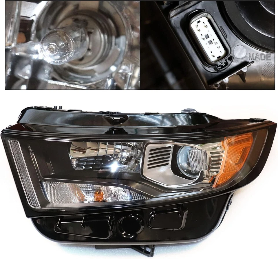 Halogen Headlight For 2015-2018 Ford Edge Sport Black Left Driver Side with Bulb Foto 2 de 4