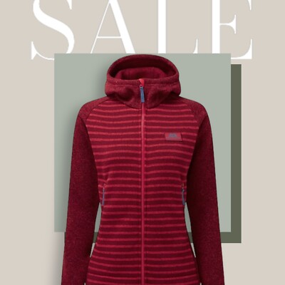 Mountain Equipment W DARK DAYS HOODED JACKET, Capsicum Red Stripe UK12  UK