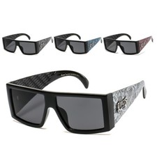 LOCS Sunglasses Bandana Printed Flat Top Plastic Frames Square Lenses Sport Men.