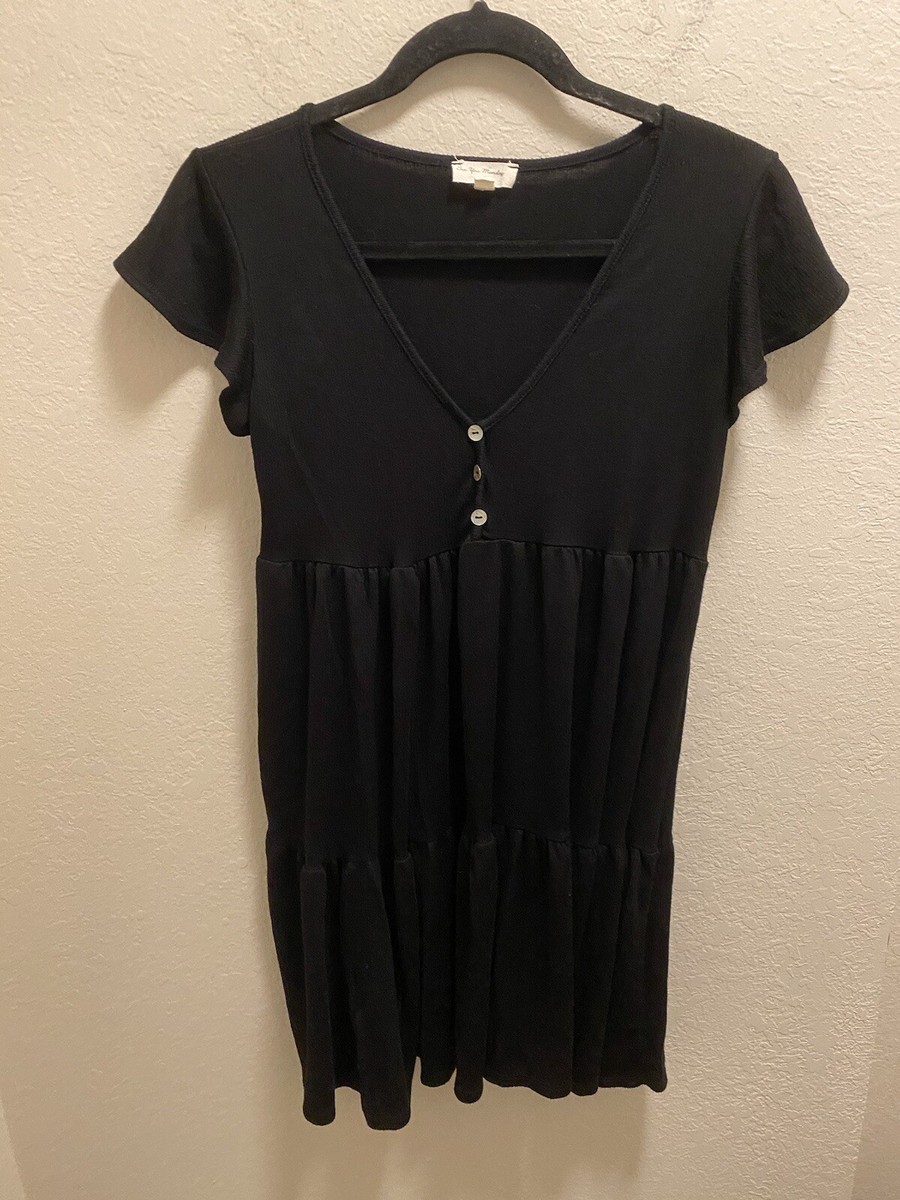 See You Monday Black Babydoll Short Sleeve Tiered Dress Size M