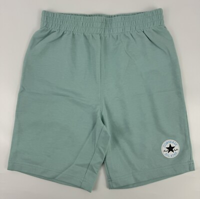 NEW CONVERSE Logo Aop French Terry Shorts Sz M Light Dew