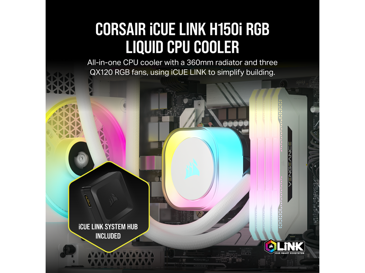 CORSAIR iCUE LINK H150i RGB Liquid CPU Cooler - QX120 RGB