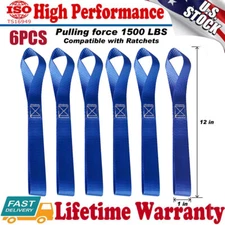 6x Soft Loop Tie Down Straps Ratchet 4500lbs For Motorcycle Dirt Bike Heavy Duty