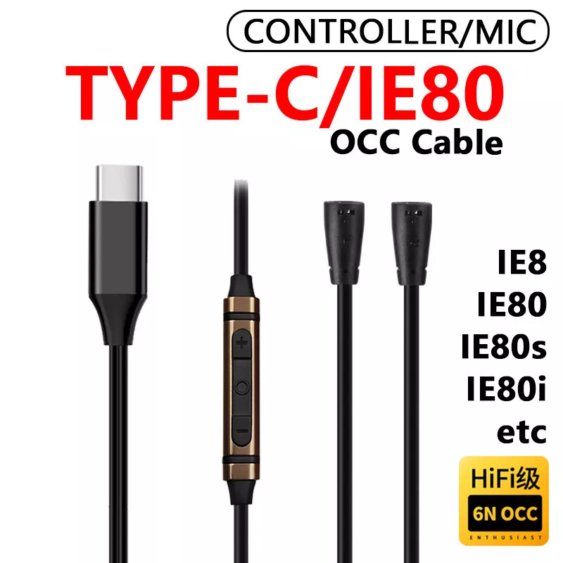 6N HiFi Occ 2PIN Earphone Cable For Sennheiser IE80 IE80s IE80i