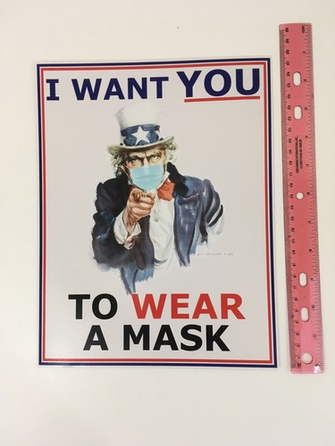 Wear A Mask Sign Window Small Poster Wall Sign 11x8.5 Inch Uncle Sam - 3 Pack - Picture 5 of 6
