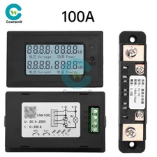 DC Battery Monitor Meter 20/50/100A 6-200V Voltage Ammeter Power Meter Indicator