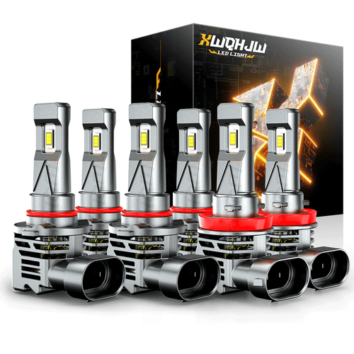 3 Pairs 9005+9006+H11 Focused LED Headlight Hi/Low Beam + Fog Light White Bulbs - Picture 1 of 12