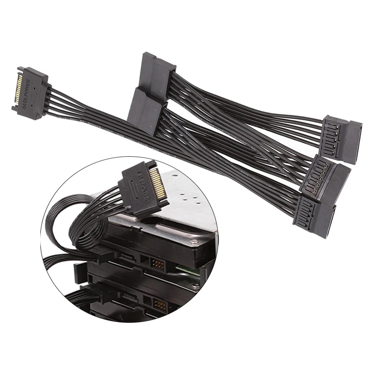 SATA Power Cable Connector Fittings Replacement 18AWG SSD Extension Cable