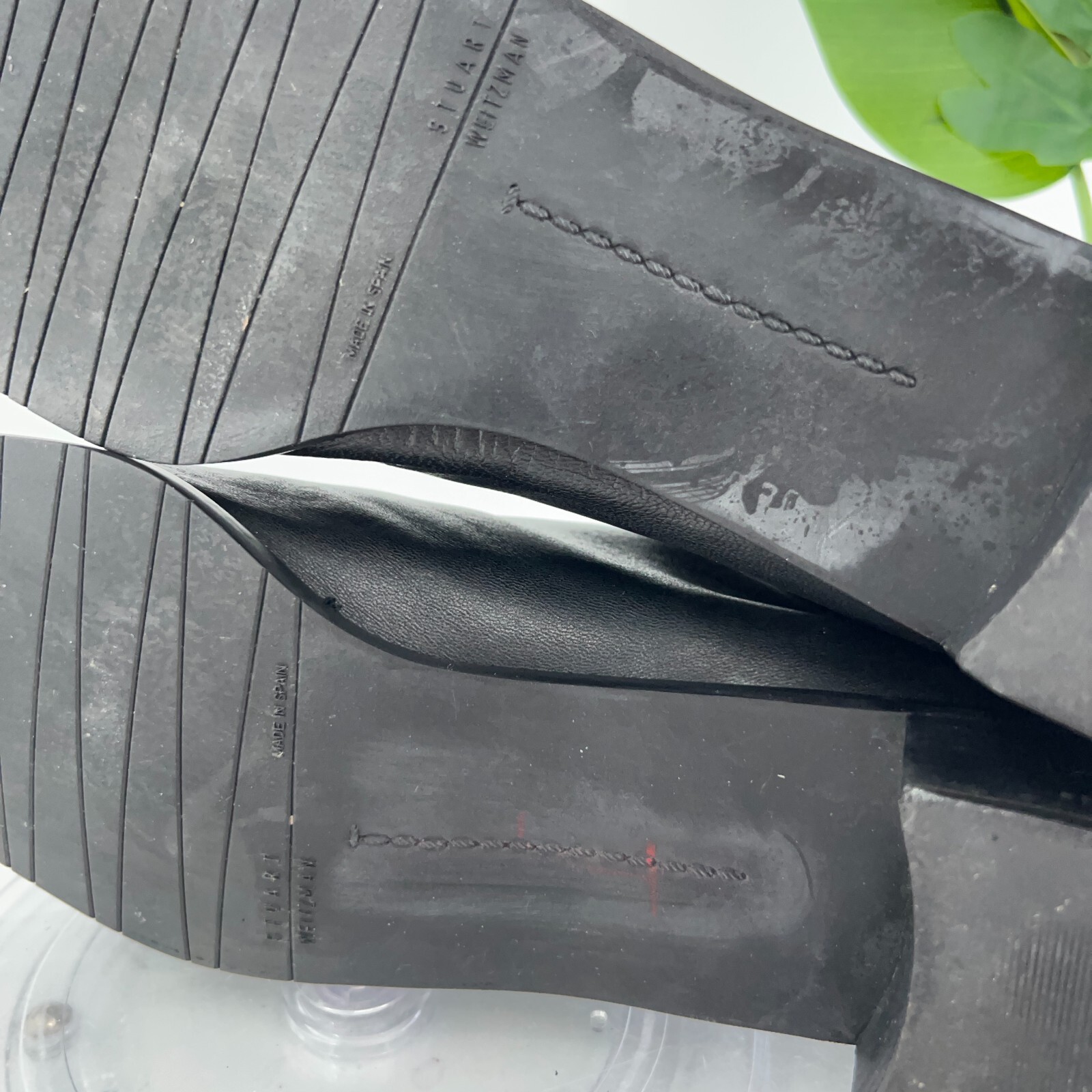 Stuart Weitzman Women Boot SZ 9.5 N Black Leather Square Toe Block Heel 90s Y2K