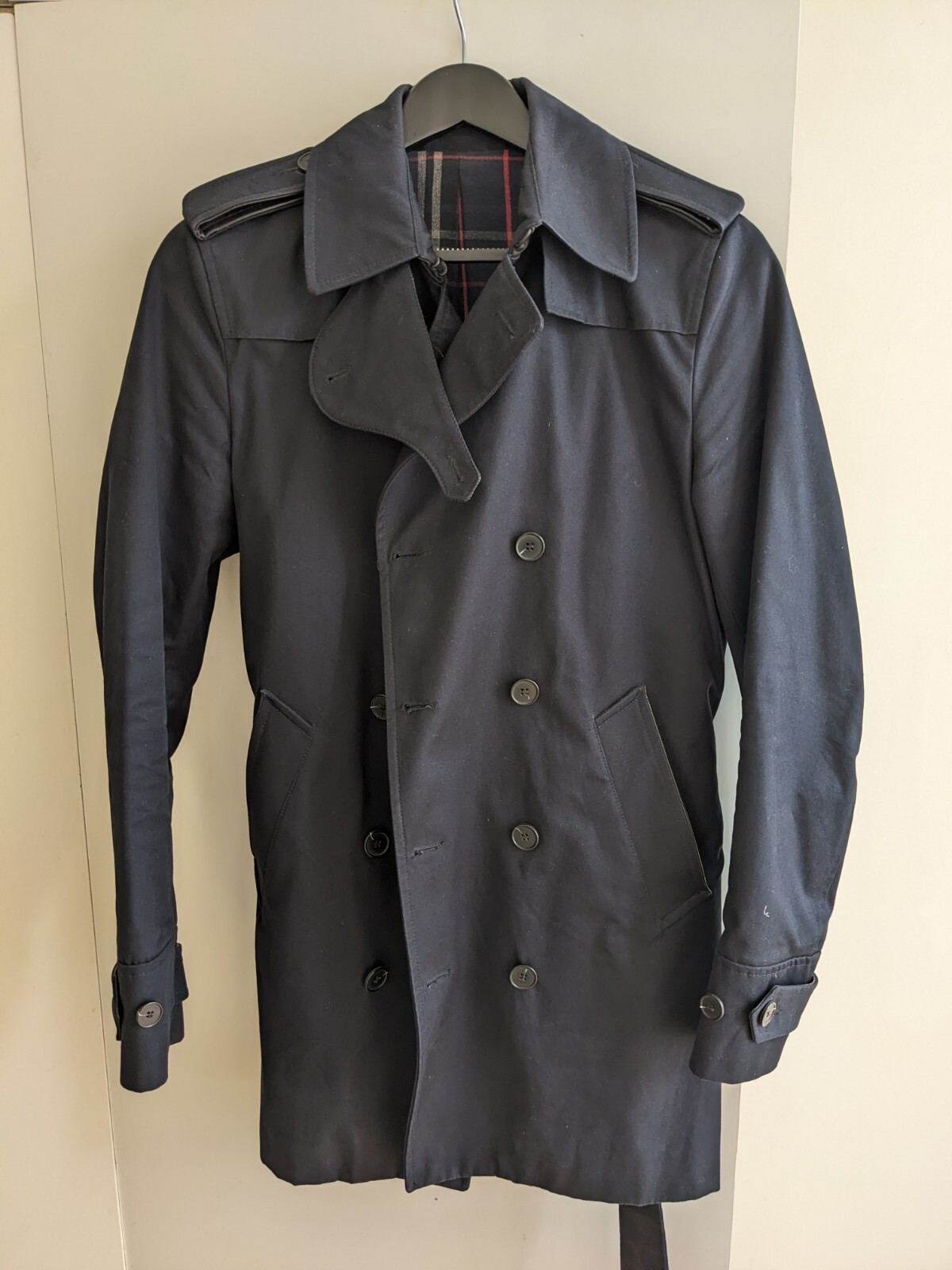 Sandro navy trench coat size small very good condition