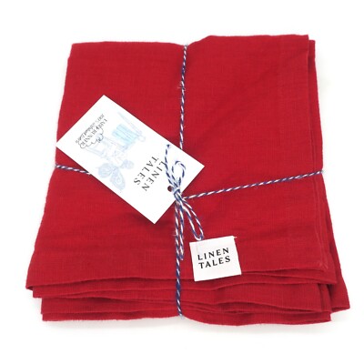 Linen Tales Lava Falls Red Table Runner 16x59'' 100% Washed Linen Christmas