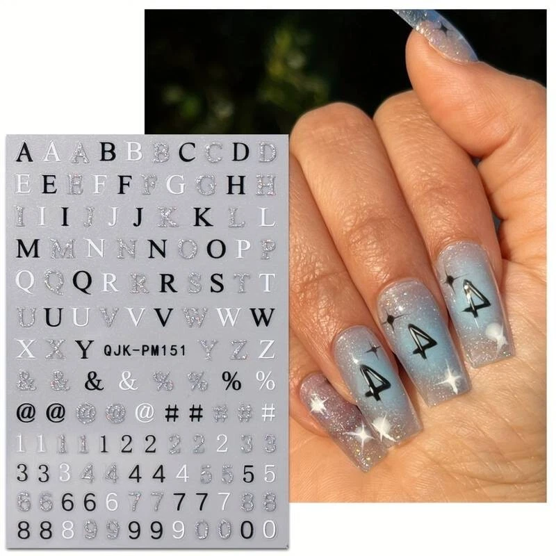 NAIL STICKERS FLOWERS TULIPS Nail Art Stickers Decal English Alphabet Letters Uppercase Lowercase Numbers 151